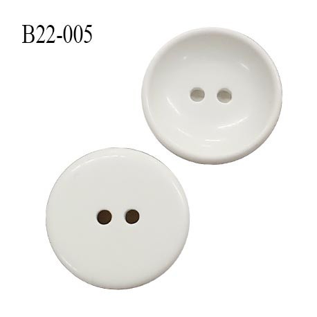 Bouton 22 mm en pvc 2 trous couleur blanc diamètre 22 mm épaisseur 5.2 mm prix à l'unité