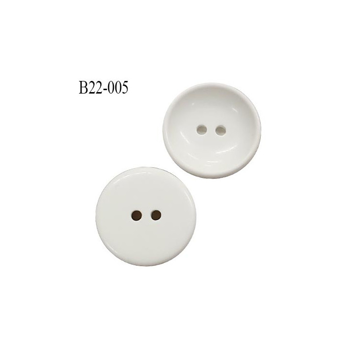 Bouton 22 mm en pvc 2 trous couleur blanc diamètre 22 mm épaisseur 5.2 mm prix à l'unité