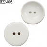 Bouton 22 mm en pvc 2 trous couleur blanc diamètre 22 mm épaisseur 5.2 mm prix à l'unité