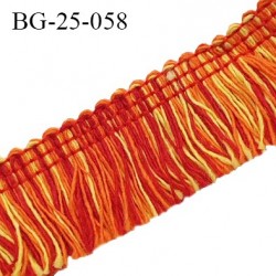 Galon franges 25 mm coton couleur jaune orange rouge largeur de bande 7 mm + 18 mm de franges prix au mètre