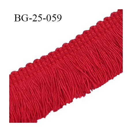 Galon franges 25 mm coton couleur rouge largeur de bande 7 mm + 18 mm de franges prix au mètre