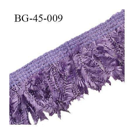 Galon franges 45 mm effet plumes couleur violet largeur bande 10 mm + 35 mm de franges prix au mètre