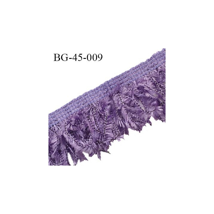 Galon franges 45 mm effet plumes couleur violet largeur bande 10 mm + 35 mm de franges prix au mètre