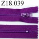 fermeture éclair longueur 18 cm couleur violet non séparable zip nylon largeur 2.5 cm