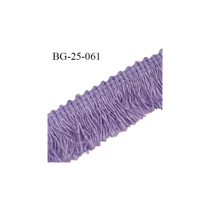 Galon franges 25 mm coton couleur violet largeur de bande 7 mm + 18 mm de franges prix au mètre