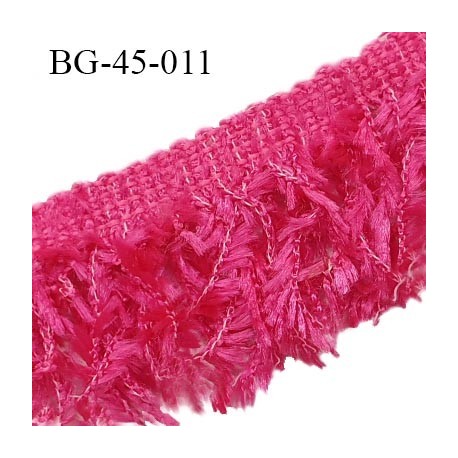 Galon franges 45 mm effet plumes couleur rose fushia largeur bande 10 mm + 35 mm de franges prix au mètre