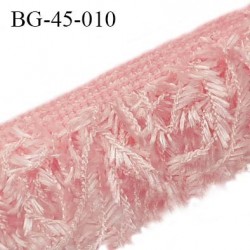 Galon franges 45 mm effet plumes couleur rose largeur bande 10 mm + 35 mm de franges prix au mètre