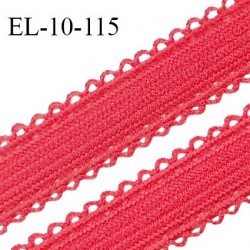 Elastique 10 mm lingerie haut de gamme couleur hibiscus largeur 10 mm + 2 mm de picots de chaque côté prix au mètre