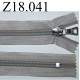 fermeture éclair invisible grise longueur 18 cm couleur gris non séparable zip nylon largeur 2.3 cm