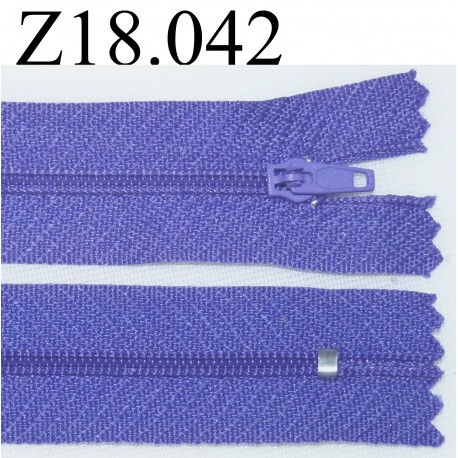 fermeture éclair longueur 18 cm couleur violet non séparable zip nylon largeur 2.3 cm