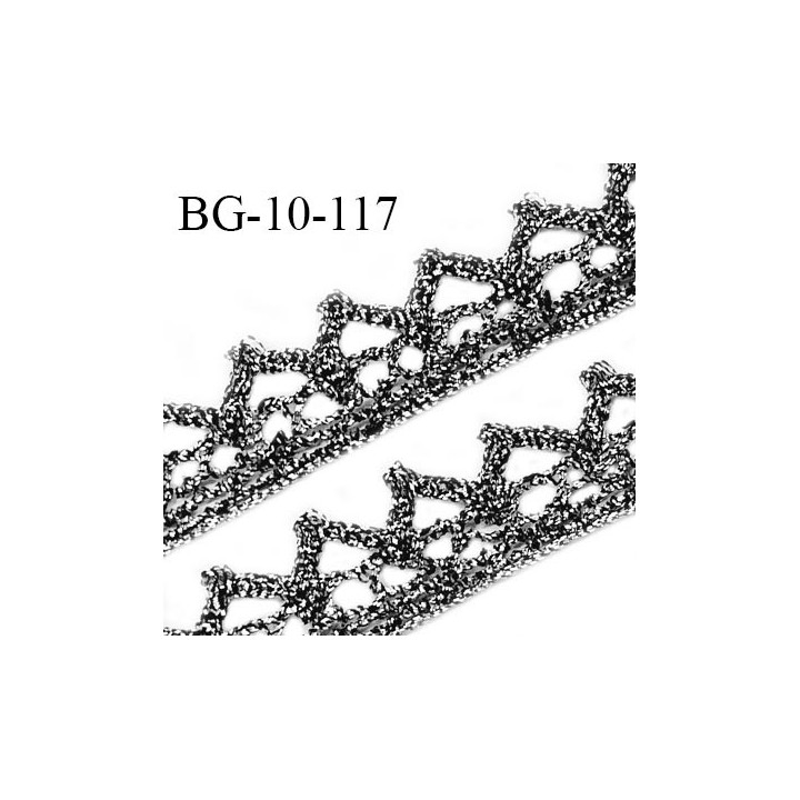 Galon dentelle 10 mm couleur gris brillant largeur 10 mm prix au mètre