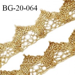 Galon lurex 20 mm crochet dentelle couleur or largeur 20 mm prix au mètre