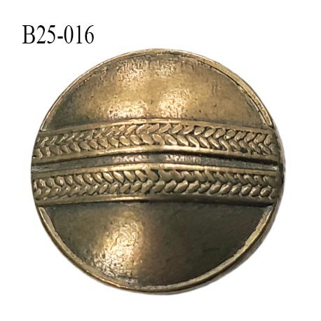 Bouton 25 mm style ancien en métal couleur laiton vieilli accroche avec un anneau diamètre 25 millimètres