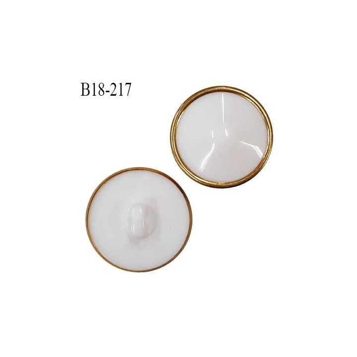 Bouton 18 mm très beau dôme en pvc couleur blanc et doré accroche avec un anneau un diamètre 18 mm épaisseur 5 mm prix à l'unité