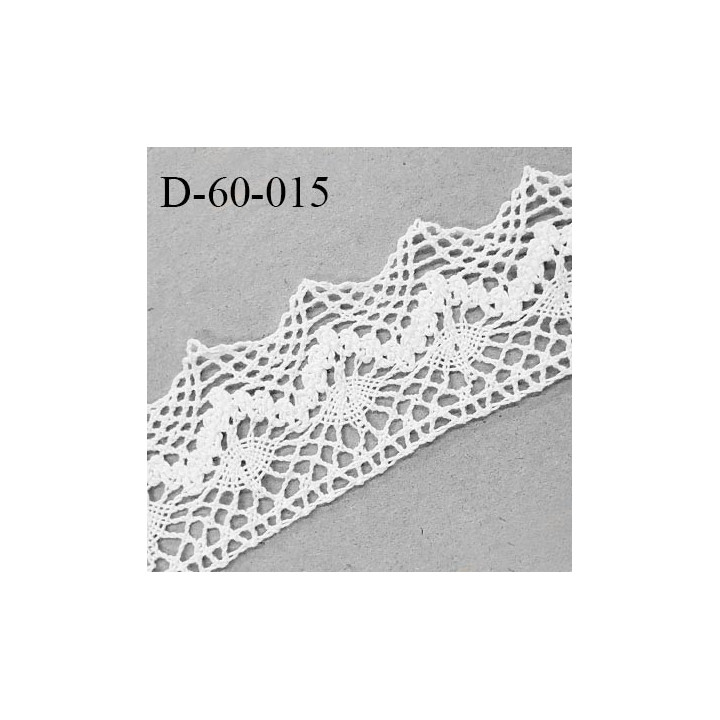 Dentelle 60 mm crochets coton couleur blanc largeur 60 mm prix au mètre