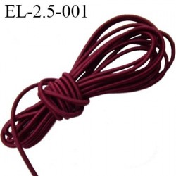 élastique cordon 2.5 mm très belle qualité et très résistant couleur bordeaux lumineux largeur 2,5 mm le mètre