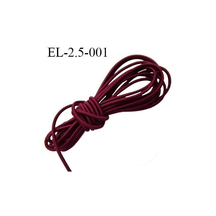 élastique cordon très belle qualité couleur bordeau lumineux largeur 2,5 mm le mètre 