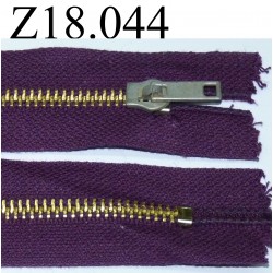 fermeture zip à glissière longueur 18 cm couleur violet non séparable zip métal largeur 2.5 cm