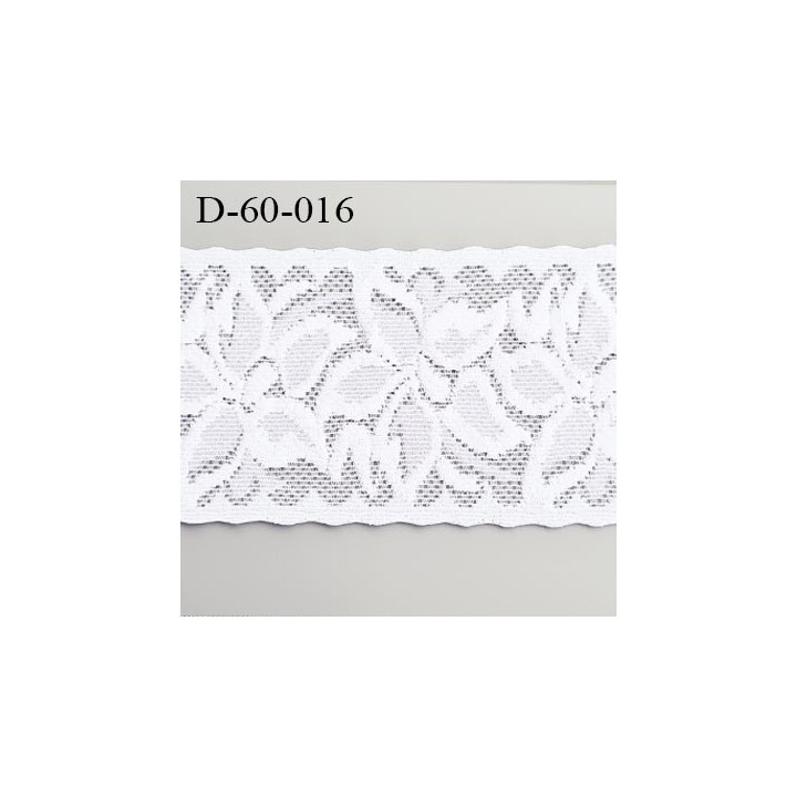 Dentelle lycra 60 mm blanche  élastique couleur blanc lumineux douce et souple prix au mètre