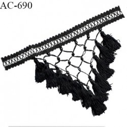 Décor ornement noir pompons et perles largeur de la bande 3 cm longueur 35 cm hauteur totale 21 cm prix à l'unité