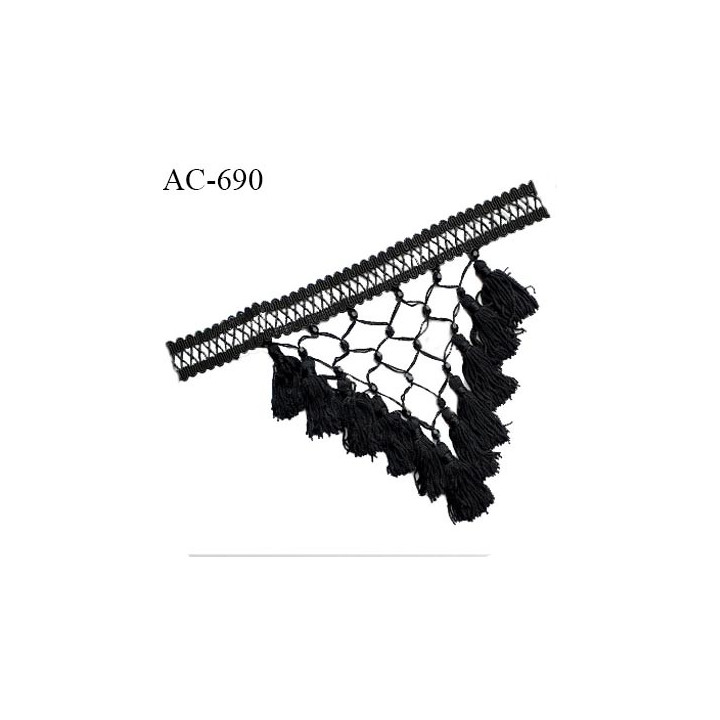Décor ornement noir pompons et perles largeur de la bande 3 cm longueur 35 cm hauteur totale 21 cm prix à l'unité