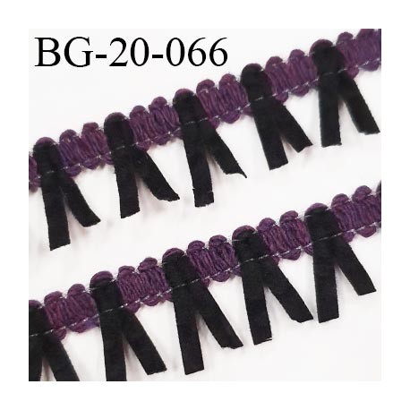 Galon ruban à franges style daim largeur 20 mm très doux couleur noir et prune vendu au mètre