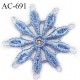 Noeud guipure aigue marine décor lingerie couleur bleu strass au centre haut de gamme diamètre 30 mm