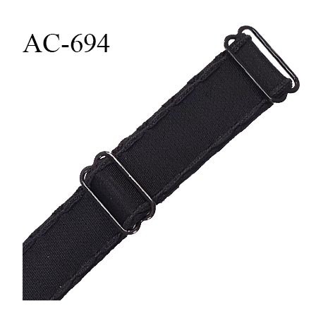 Bretelle 18 mm lingerie SG haut de gamme grande marque couleur noir surpiqure 2 barrettes métal prix à la pièce