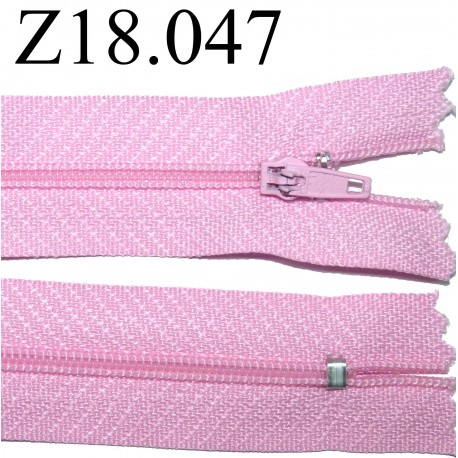 fermeture éclair longueur 18 cm couleur rose non séparable zip nylon largeur 2.5 cm