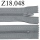 fermeture zip à glissière grise longueur 18 cm couleur gris non séparable zip nylon largeur 2.5 cm