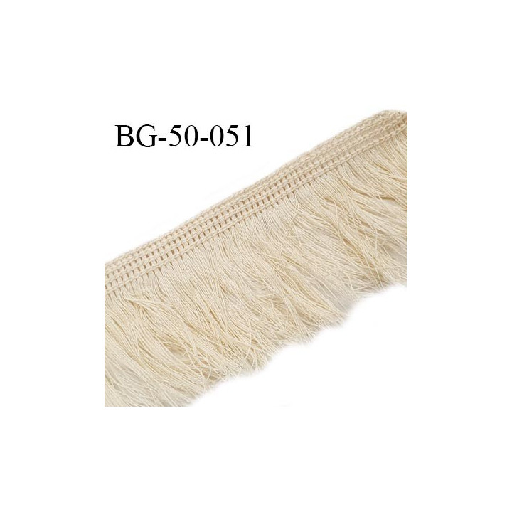 Galon franges 50 mm couleur beige largeur bande 10 mm + 40 mm de franges prix au mètre