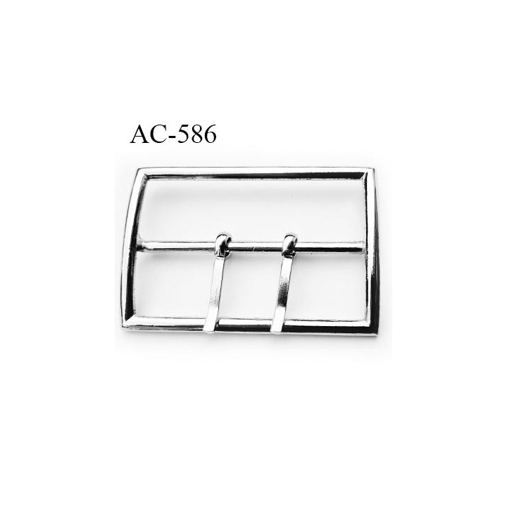 Boucle 70 mm avec double ardillons métal couleur chrome  largeur intérieur 70 mm largeur extérieur 8 cm  hauteur 5.4 cm