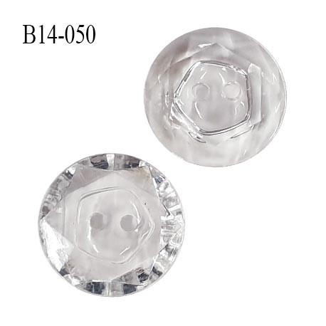 Bouton 14 mm effet cristal 2 trous diamètre 14 mm épaisseur 4 mm prix à l'unité