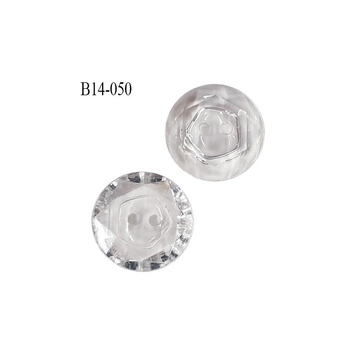 Bouton 14 mm effet cristal 2 trous diamètre 14 mm épaisseur 4 mm prix à l'unité