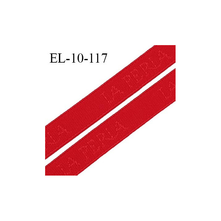 Elastique 10 mm lingerie SG couleur rouge lumineux marqué la perla en surpiqûre fabriqué France prix au mètre