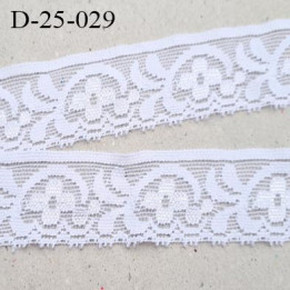 Dentelle 25 mm blanc lycra élastique largeur 25 mm motifs fleurs prix au mètre