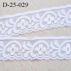 Dentelle 25 mm blanc lycra élastique largeur 25 mm motifs fleurs prix au mètre