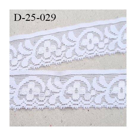 Dentelle 25 mm blanc lycra élastique largeur 25 mm motifs fleurs prix au mètre