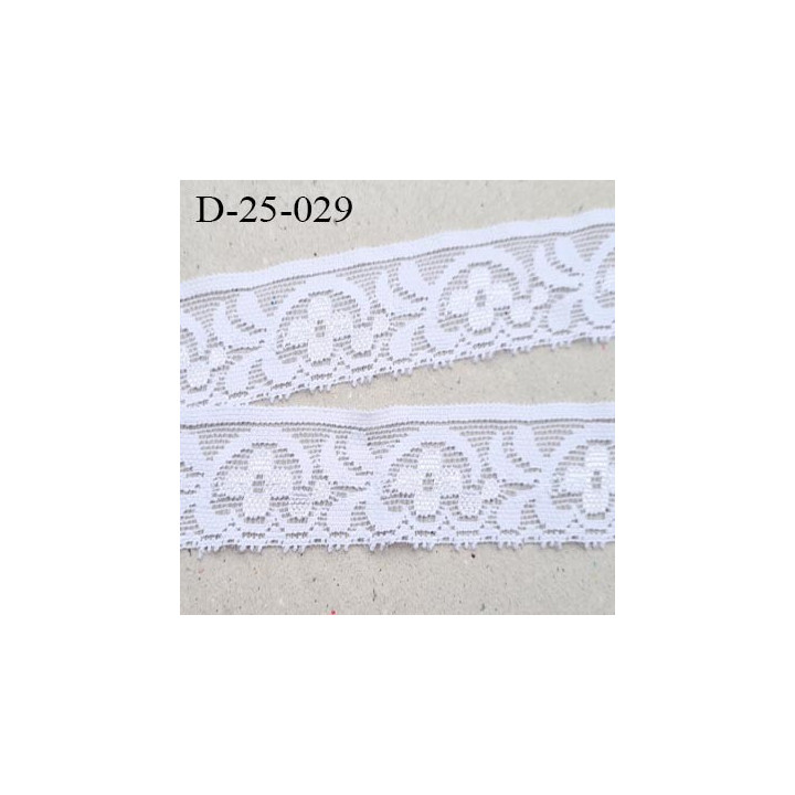 Dentelle 25 mm blanc lycra élastique largeur 25 mm motifs fleurs prix au mètre