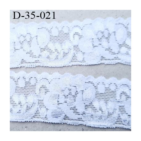 Dentelle 35 mm lycra blanc élastique extensible souple largeur 35 mm prix au mètre