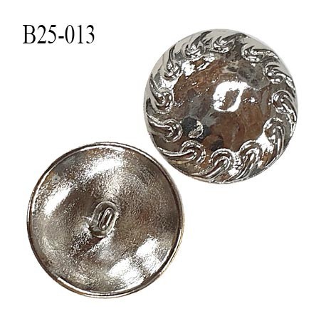 Bouton 25 mm en métal couleur argent accroche avec anneau diamètre 25 mm épaisseur 5 mm prix à l'unité