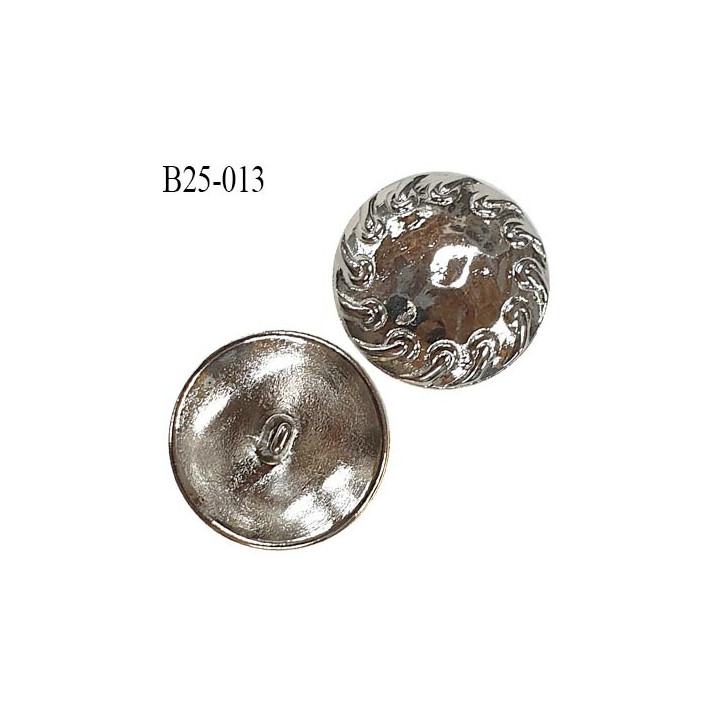 Bouton 25 mm en métal couleur chromé accroche avec anneau diamètre 25 mm épaisseur 5 mm prix à l'unité