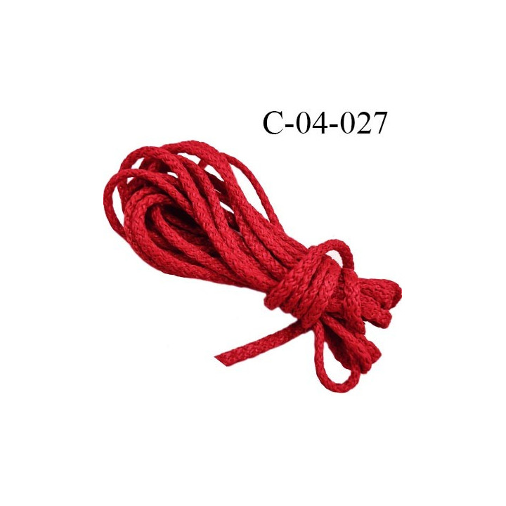Cordon 4.5 mm en coton et synthétique très solide couleur rouge diamètre 4.5 mm prix au mètre