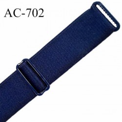 Bretelle largeur 16 mm longueur 15 cm lingerie SG couleur bleu marine satiné finition avec 2 barrettes PVC prix à la pièce