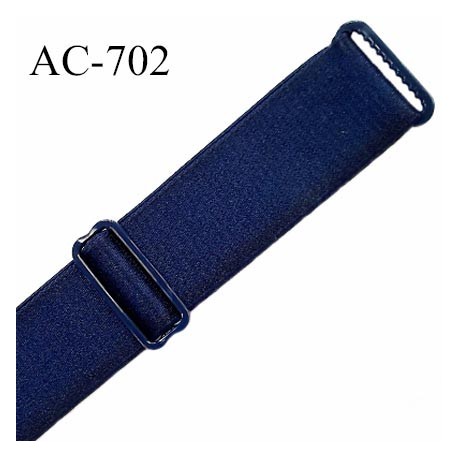 Bretelle 15 mm lingerie SG couleur bleu marine satiné finition avec 2 barrettes PVC largeur 15 mm prix à la pièce
