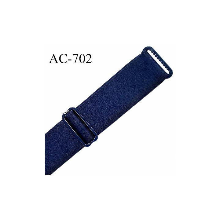 Bretelle 15 mm lingerie SG couleur bleu marine satiné finition avec 2 barrettes PVC largeur 15 mm prix à la pièce