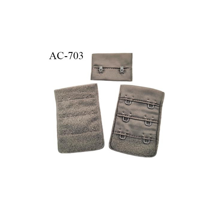 Agrafe attache 38 mm de soutien gorge 3 rangées 2 crochets largeur 38 mm hauteur 58 mm couleur taupe clair fabriqué en France