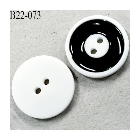 Bouton 22 mm 2 trous en pvc couleur naturel blanc et le noir brillant diamètre 22 mm épaisseur 4 mm prix à l'unité
