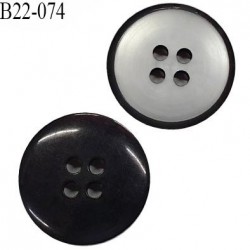 Bouton 22 mm en pvc 4 trous couleur gris brillant et contour noir diamètre 22 mm épaisseur 3.8 mm prix à l'unité