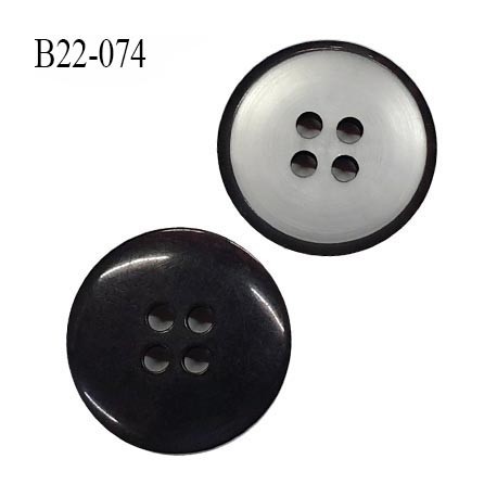 Bouton 22 mm en pvc 4 trous couleur gris brillant et contour noir diamètre 22 mm épaisseur 3.8 mm prix à l'unité